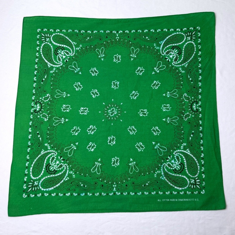 Unbranded Unisex Vintage Paisley Cotton Square Bandana Scarf 20x20 Green Western